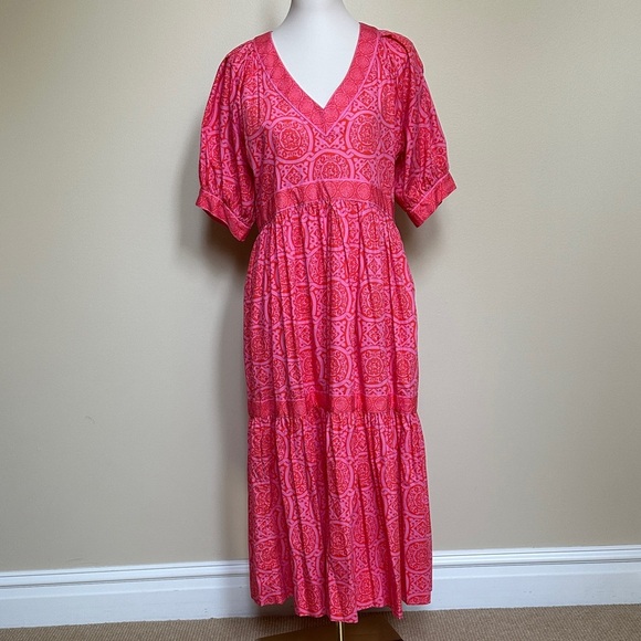 Classic Gretchen Scott Designs Vivid Pink Midi Dress With Pockets - Picture 1 of 6